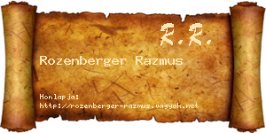 Rozenberger Razmus névjegykártya